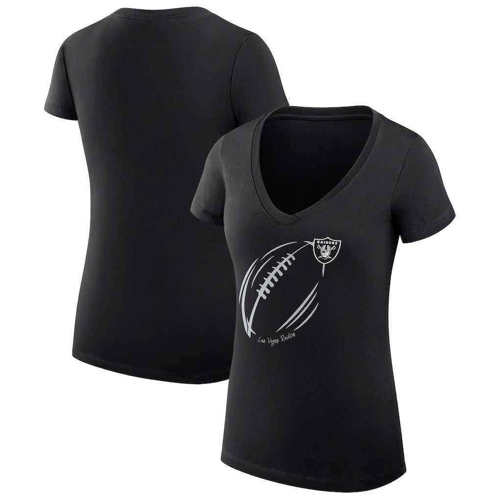 Las Vegas Raiders G-III 4Her by Carl Banks Women's Super-Slim Fit Lightweight Subtle Football V-Neck T-Shirt - Black online