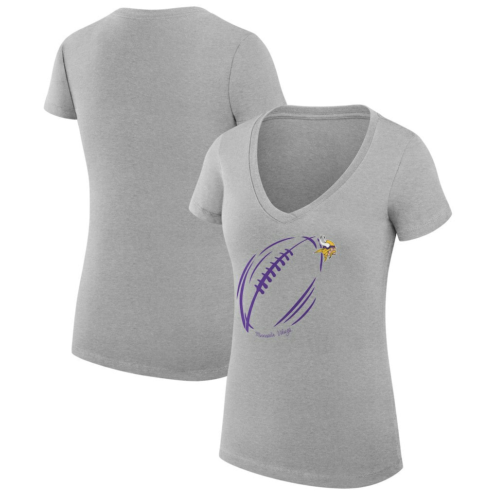 Minnesota Vikings G-III 4Her by Carl Banks Women's Super-Slim Fit Lightweight Subtle Football V-Neck T-Shirt - Heather Gray online