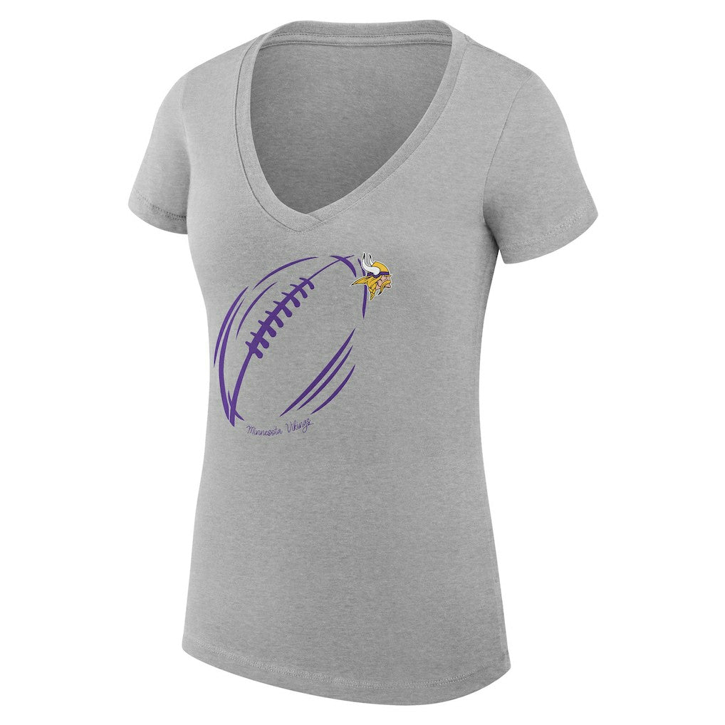 Minnesota Vikings G-III 4Her by Carl Banks Women's Super-Slim Fit Lightweight Subtle Football V-Neck T-Shirt - Heather Gray online