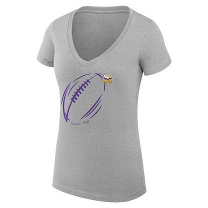 Minnesota Vikings G-III 4Her by Carl Banks Women's Super-Slim Fit Lightweight Subtle Football V-Neck T-Shirt - Heather Gray online