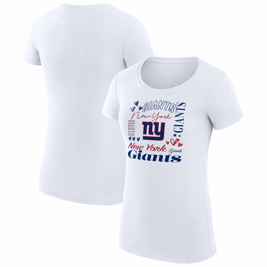 New York Giants G-III 4Her by Carl Banks Women's Super-Slim Fit Lightweight Collage Team T-Shirt - White on sale