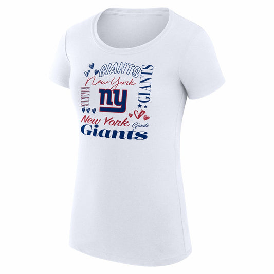 New York Giants G-III 4Her by Carl Banks Women's Super-Slim Fit Lightweight Collage Team T-Shirt - White on sale