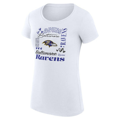 Baltimore Ravens G-III 4Her by Carl Banks Women's Super-Slim Fit Lightweight Collage Team T-Shirt - White cheap