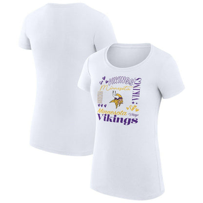 Minnesota Vikings G-III 4Her by Carl Banks Women's Super-Slim Fit Lightweight Collage Team T-Shirt - White discount