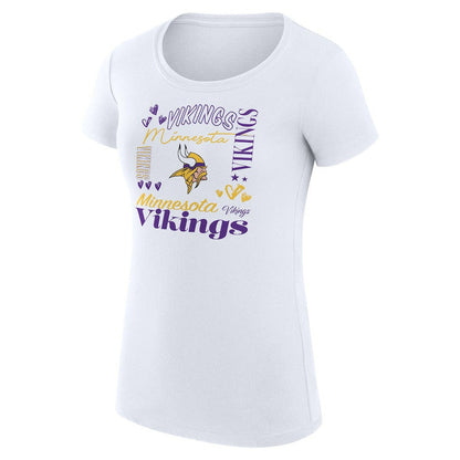 Minnesota Vikings G-III 4Her by Carl Banks Women's Super-Slim Fit Lightweight Collage Team T-Shirt - White discount