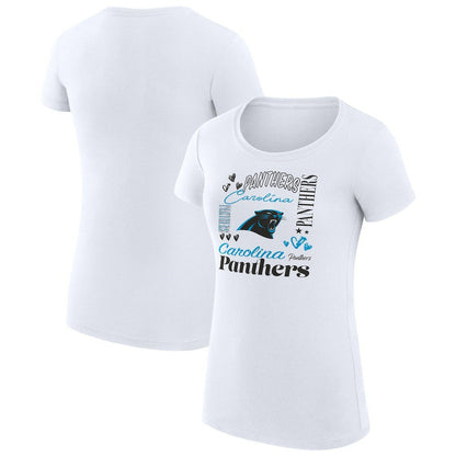 Carolina Panthers G-III 4Her by Carl Banks Women's Super-Slim Fit Lightweight Collage Team T-Shirt - White for sale