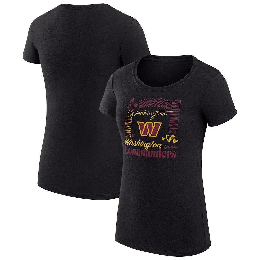 Washington Commanders G-III 4Her by Carl Banks Women's Super-Slim Fit Lightweight Collage Team T-Shirt - Black discount