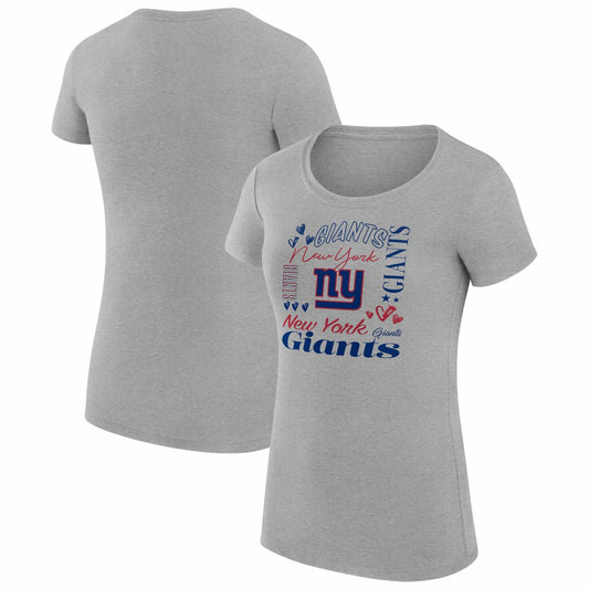 New York Giants G-III 4Her by Carl Banks Women's Super-Slim Fit Lightweight Collage Team T-Shirt - Heather Gray outlet