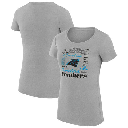 Carolina Panthers G-III 4Her by Carl Banks Women's Super-Slim Fit Lightweight Collage Team T-Shirt - Heather Gray on sale