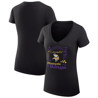 Minnesota Vikings G-III 4Her by Carl Banks Women's Super-Slim Fit Lightweight Collage Team V-Neck T-Shirt - Black on sale