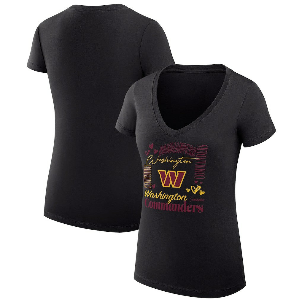 Washington Commanders G-III 4Her by Carl Banks Women's Super-Slim Fit Lightweight Collage Team V-Neck T-Shirt - Black on sale