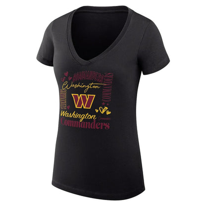 Washington Commanders G-III 4Her by Carl Banks Women's Super-Slim Fit Lightweight Collage Team V-Neck T-Shirt - Black on sale