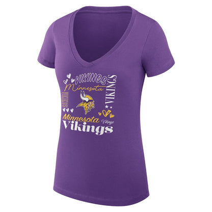 Minnesota Vikings G-III 4Her by Carl Banks Women's Super-Slim Fit Lightweight Collage Team V-Neck T-Shirt - Purple sale