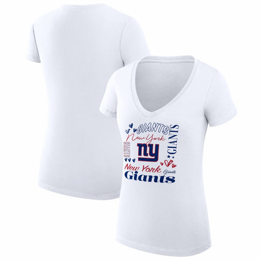 New York Giants G-III 4Her by Carl Banks Women's Super-Slim Fit Lightweight Collage Team V-Neck T-Shirt - White sale