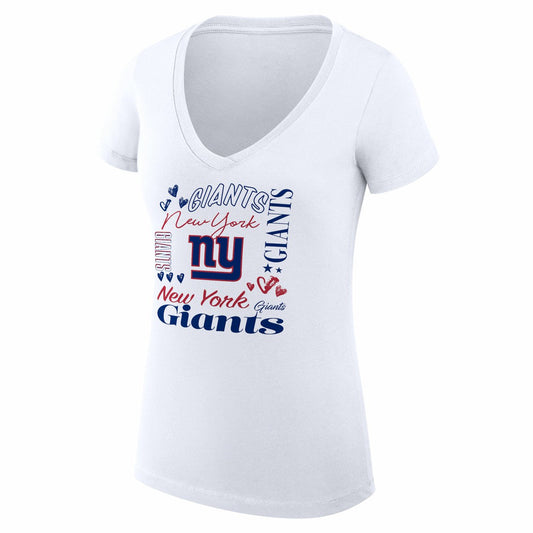 New York Giants G-III 4Her by Carl Banks Women's Super-Slim Fit Lightweight Collage Team V-Neck T-Shirt - White sale