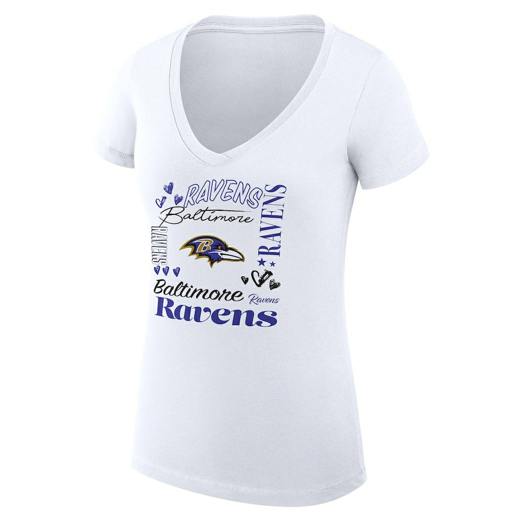 Baltimore Ravens G-III 4Her by Carl Banks Women's Super-Slim Fit Lightweight Collage Team V-Neck T-Shirt - White online