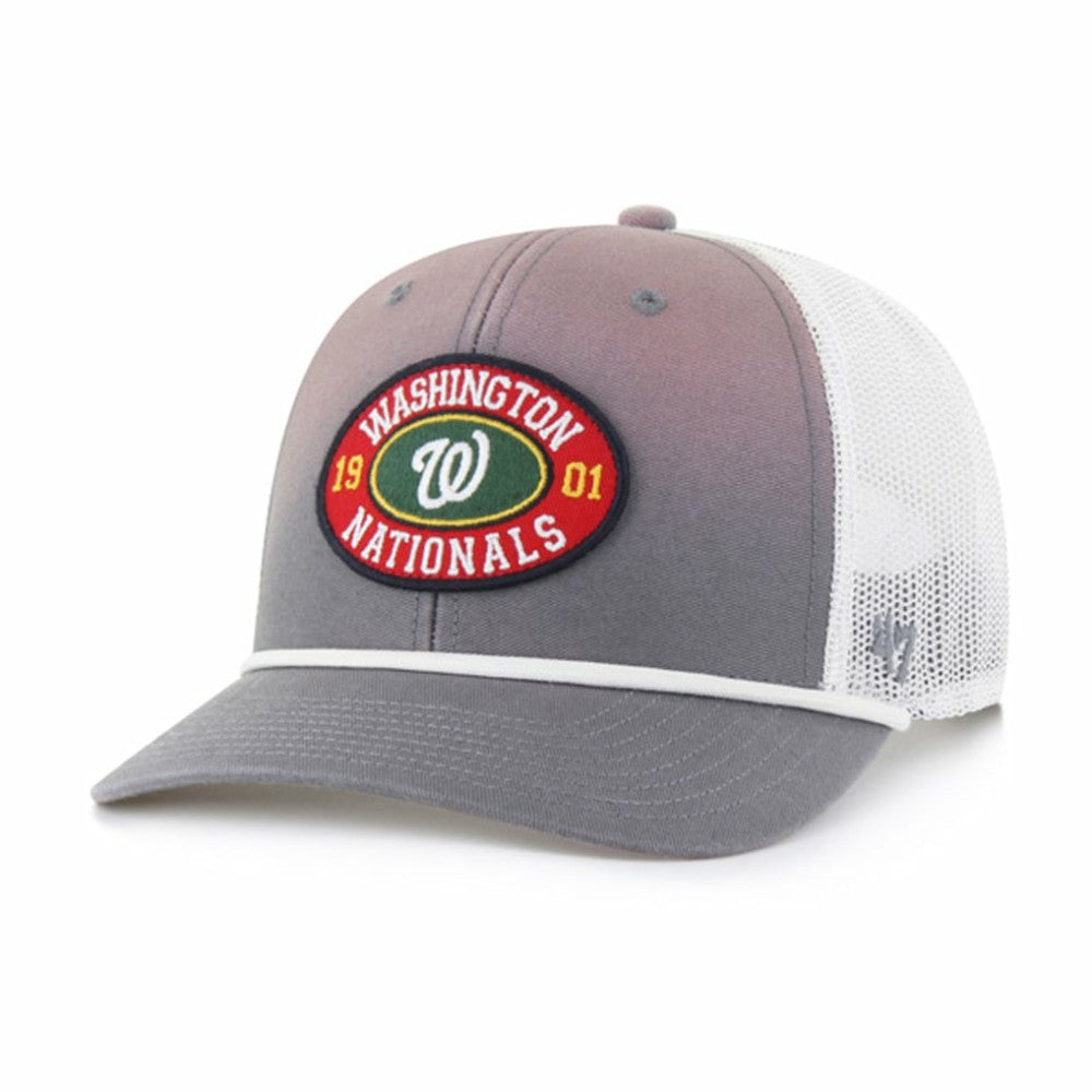 Washington Nationals Tide Sweep Rope Trucker Adjustable Hat - Gray/White | 47 brand