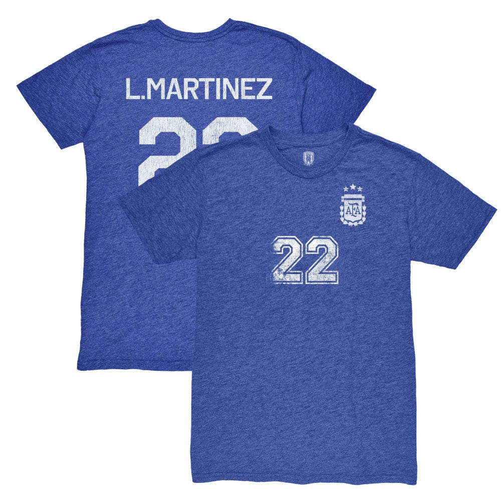 Lautaro Martinez Argentina National Team 1863FC Retro Player Tri-Blend T-Shirt - Blue outlet