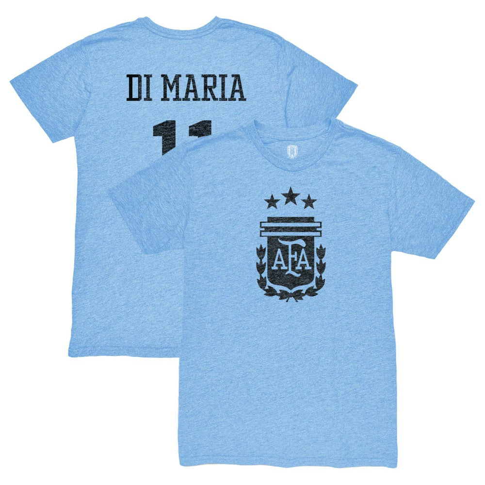 Angel Di Maria Argentina National Team 1863FC Retro Player Tri-Blend T-Shirt - Light Blue sale
