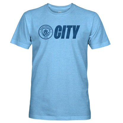 Manchester City 1863FC Mono Badge Lock-Up Retro Tri-Blend T-Shirt - Sky Blue outlet