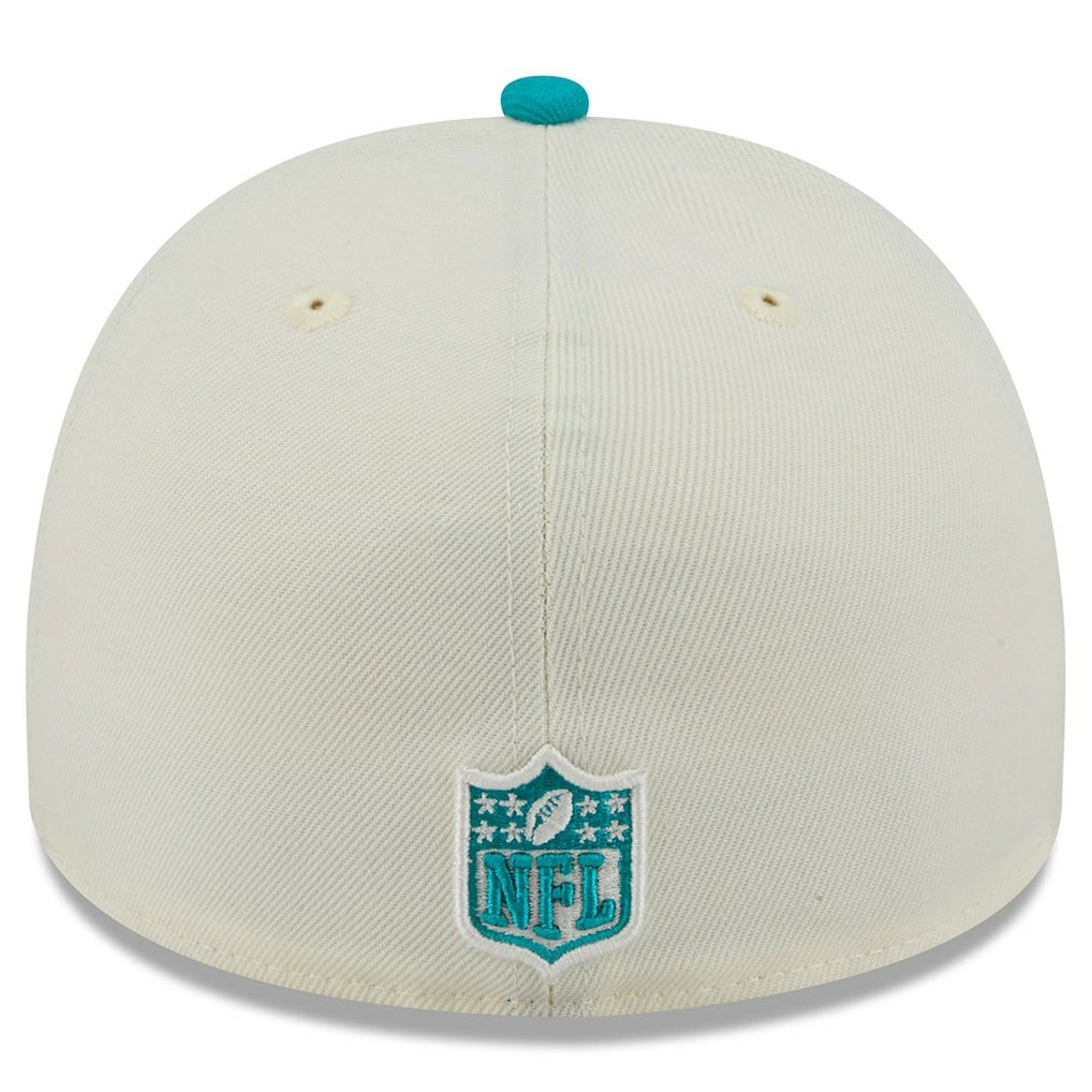 Miami Dolphins New Era 2025 NFL Draft A-Frame 59FIFTY Fitted Hat - Cream/Aqua online