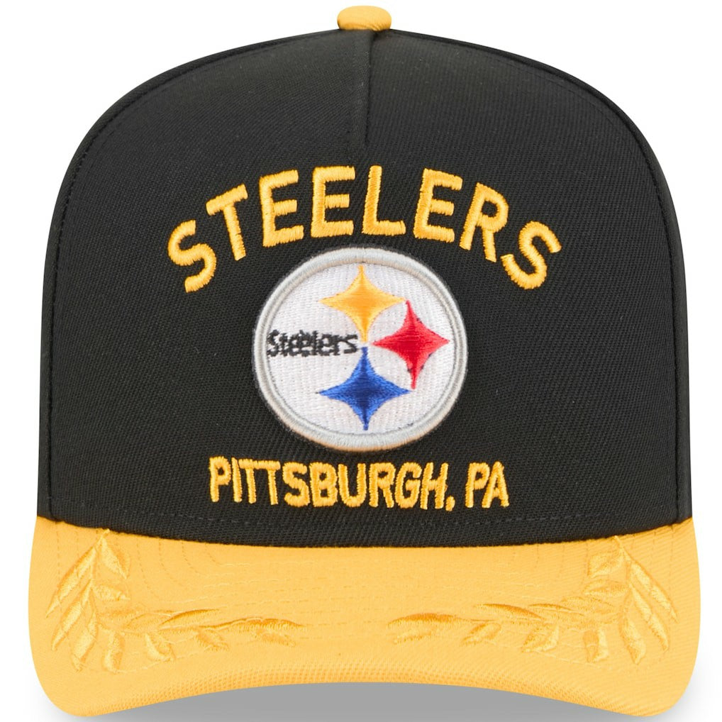 Pittsburgh Steelers New Era 2025 NFL Draft A-Frame 9FIFTY Snapback Hat - Black/Gold online