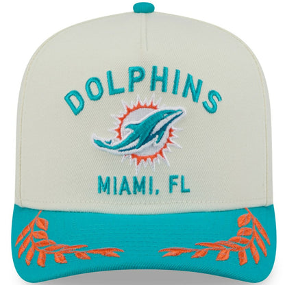 Miami Dolphins New Era 2025 NFL Draft A-Frame 9FIFTY Snapback Hat - Cream/Aqua for sale