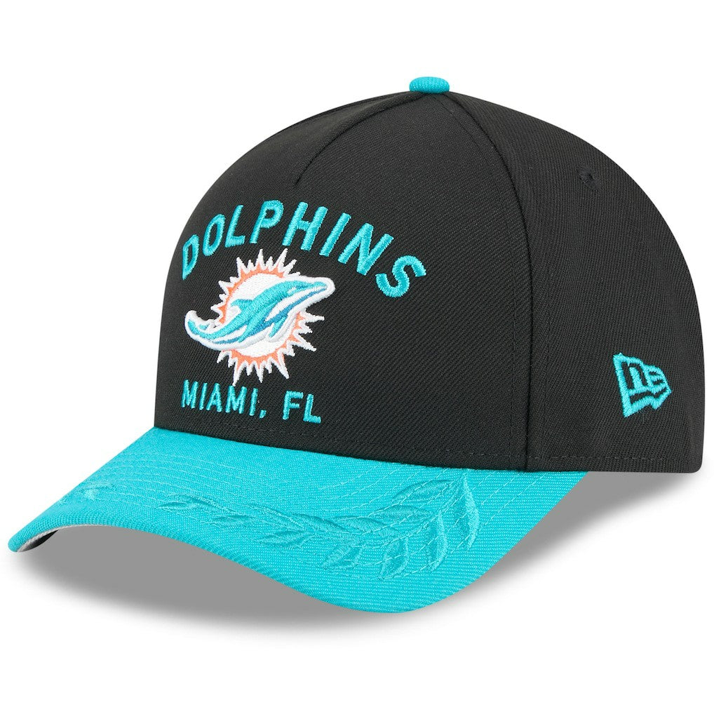 Miami Dolphins New Era 2025 NFL Draft 9FORTY A-Frame M-Crown Adjustable Hat - Black/Aqua online