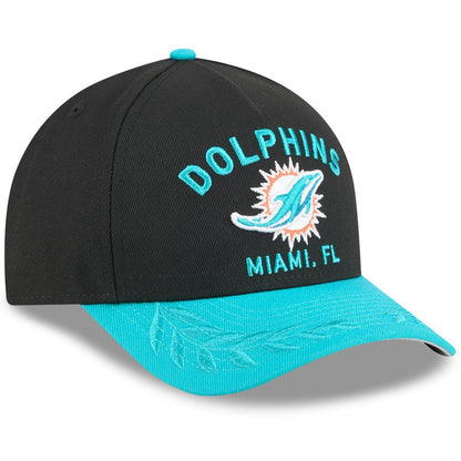 Miami Dolphins New Era 2025 NFL Draft 9FORTY A-Frame M-Crown Adjustable Hat - Black/Aqua online