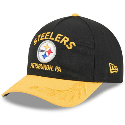 Pittsburgh Steelers New Era 2025 NFL Draft 9FORTY A-Frame M-Crown Adjustable Hat - Black/Gold online