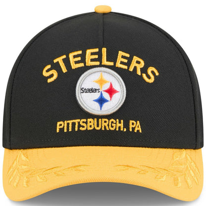 Pittsburgh Steelers New Era 2025 NFL Draft 9FORTY A-Frame M-Crown Adjustable Hat - Black/Gold online