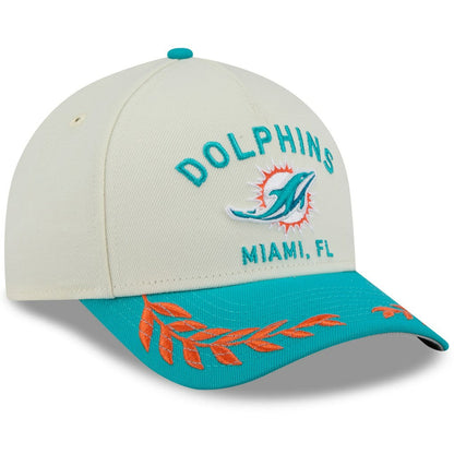 Miami Dolphins New Era 2025 NFL Draft 9FORTY A-Frame M-Crown Adjustable Hat - Cream/Aqua cheap