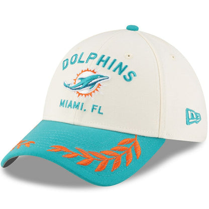 Miami Dolphins New Era 2025 NFL Draft 39THIRTY Flex Hat - Cream/Aqua discount