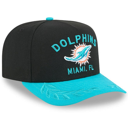 Miami Dolphins New Era Youth 2025 NFL Draft A-Frame 9FIFTY Snapback Hat - Black/Aqua on sale