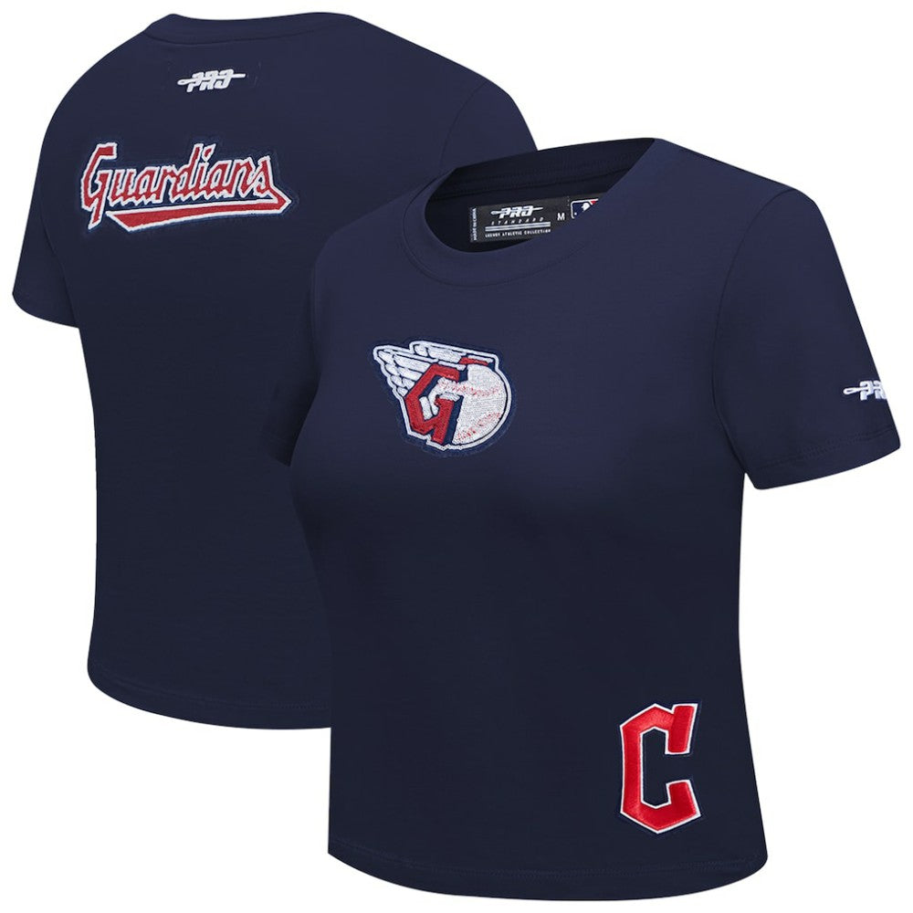 Cleveland Guardians Pro Standard Women's Game Day Classics Baby Doll Cropped T-Shirt - Navy