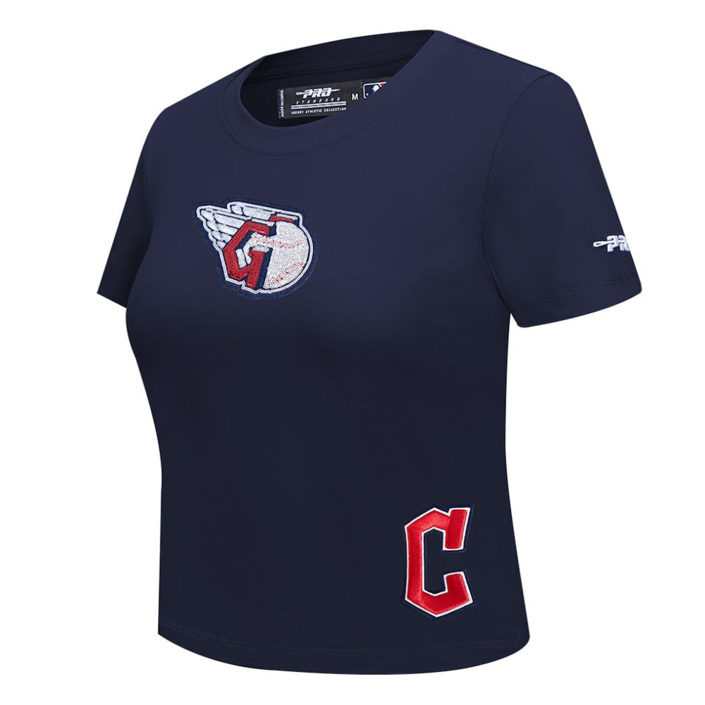 Cleveland Guardians Pro Standard Women's Game Day Classics Baby Doll Cropped T-Shirt - Navy
