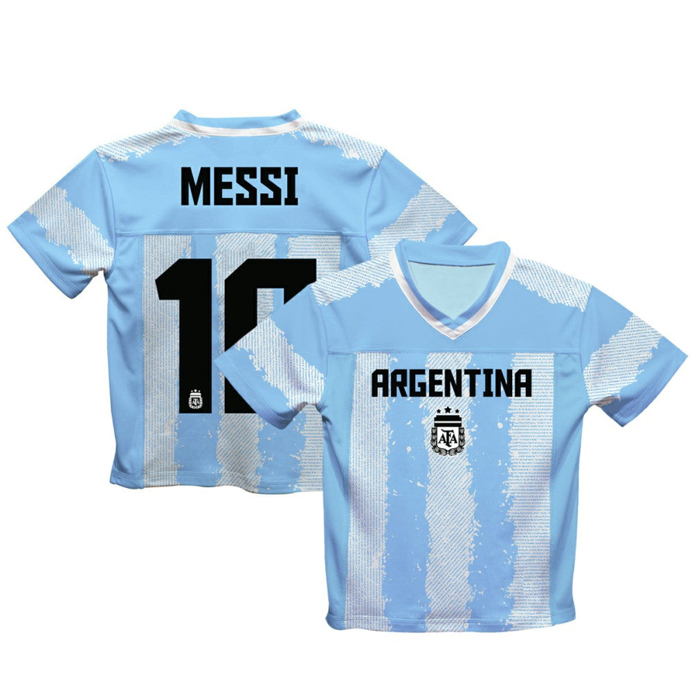Lionel Messi Argentina National Team Vive La Fete Football Jersey - Light Blue sale