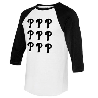 Philadelphia Phillies Tiny Turnip Women's Logo Grid 3/4 Sleeve Raglan T-Shirt - White/Black