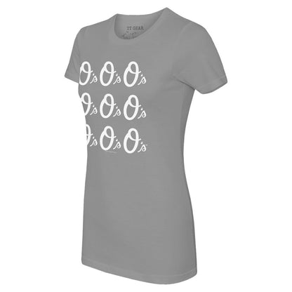 Baltimore Orioles Tiny Turnip Women's Logo Grid  T-Shirt - Gray