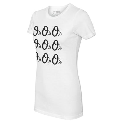 Baltimore Orioles Tiny Turnip Women's Logo Grid T-Shirt - White