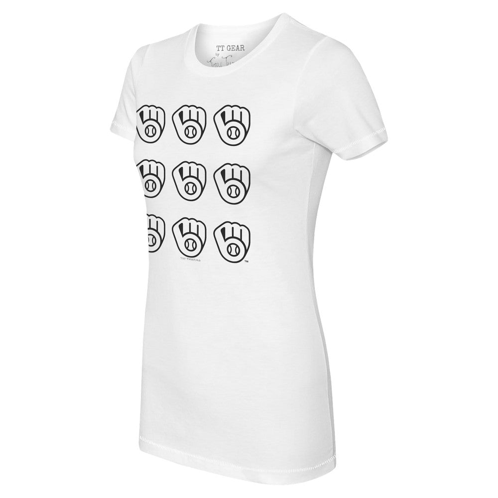 Milwaukee Brewers Tiny Turnip Women's Logo Grid T-Shirt - White