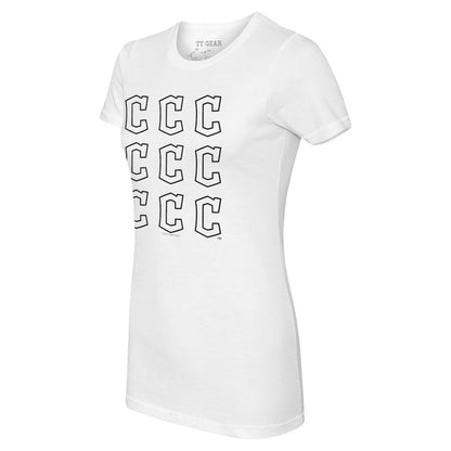 Cleveland Guardians Tiny Turnip Women's Logo Grid T-Shirt - White