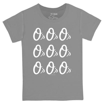 Baltimore Orioles Tiny Turnip Youth Logo Grid  T-Shirt - Gray