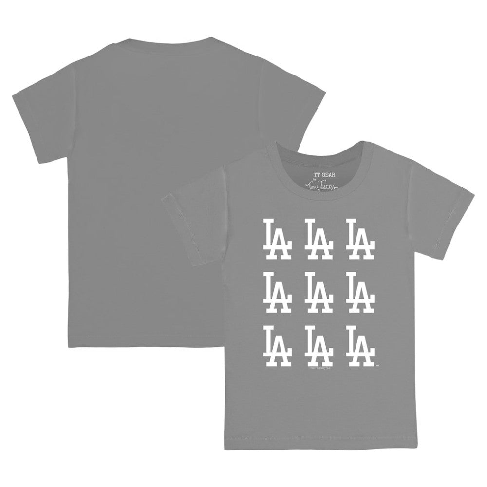 Los Angeles Dodgers Tiny Turnip Youth Logo Grid  T-Shirt - Gray