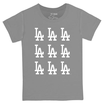 Los Angeles Dodgers Tiny Turnip Youth Logo Grid  T-Shirt - Gray