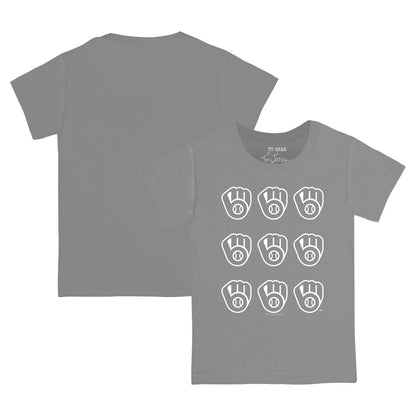 Milwaukee Brewers Tiny Turnip Youth Logo Grid  T-Shirt - Gray