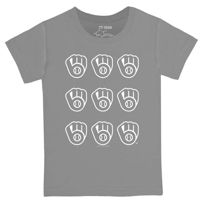 Milwaukee Brewers Tiny Turnip Youth Logo Grid  T-Shirt - Gray
