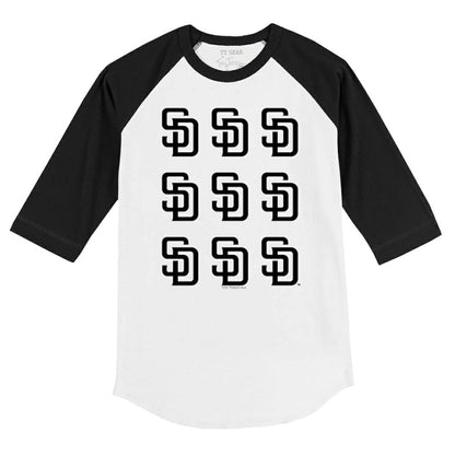 San Diego Padres Tiny Turnip Youth Logo Grid Raglan 3/4-Sleeve T-Shirt - White/Black