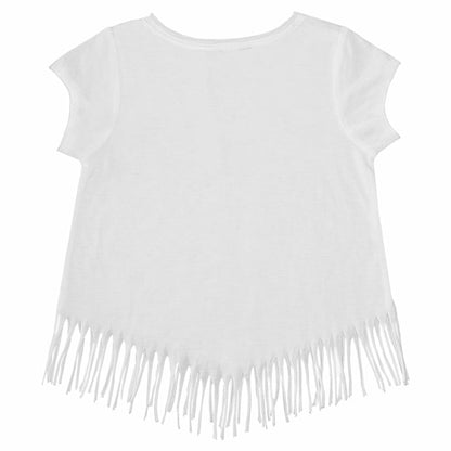 Los Angeles Dodgers Tiny Turnip Girls Youth Logo Grid Fringe T-Shirt - White