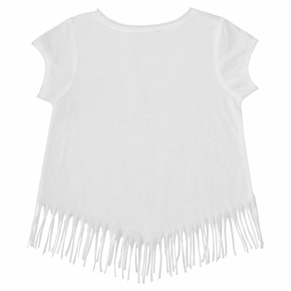 Seattle Mariners Tiny Turnip Girls Youth Logo Grid Fringe T-Shirt - White